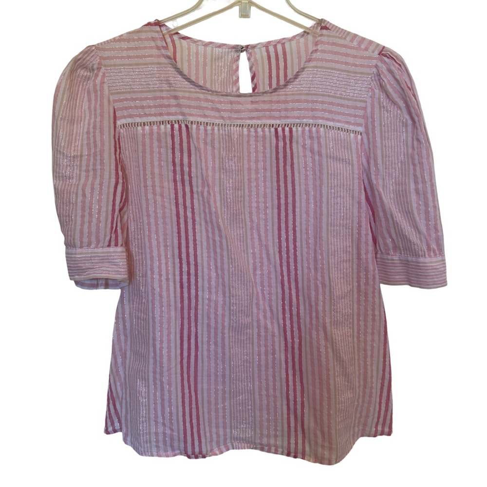 Vintage Pink Metallic Striped Women's Top